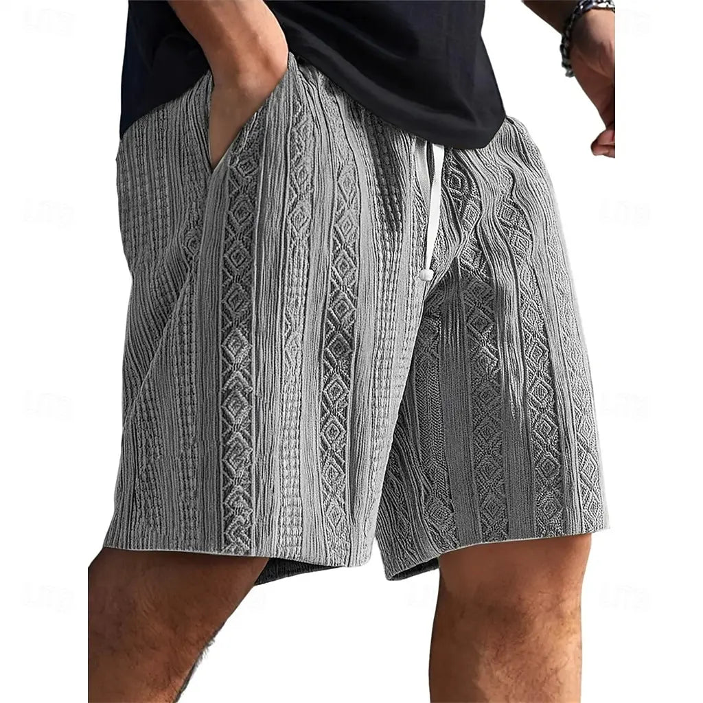 Lässige Shorts mit strukturiertem geometrischem Streifenmuster im minimalistischen Stil für den Alltag und sommerliche Freizeitausflüge mit bequemer Passform