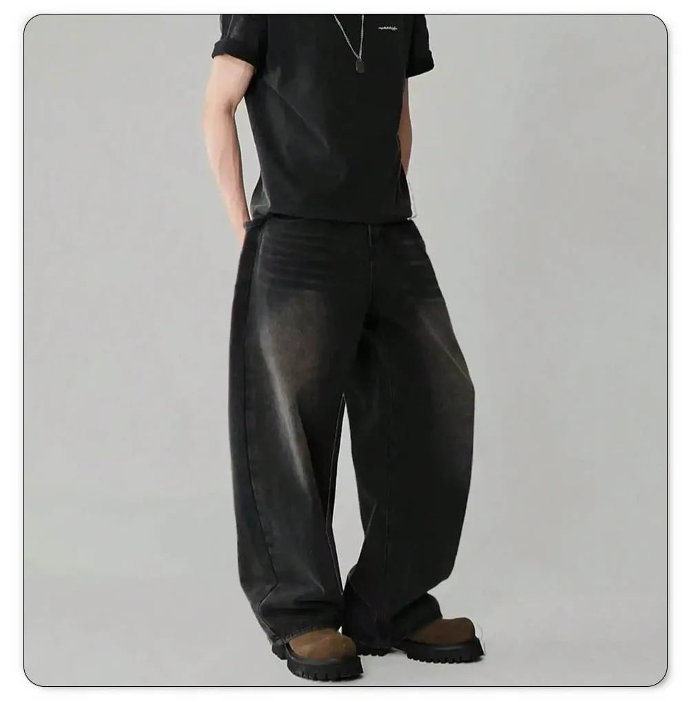 Vier Saison Herren Jeans Koreanische Version Student Casual Hosen High Street Gerade Lose Breite Bein Jeans Schwarz Grau Blau Baggy Jean