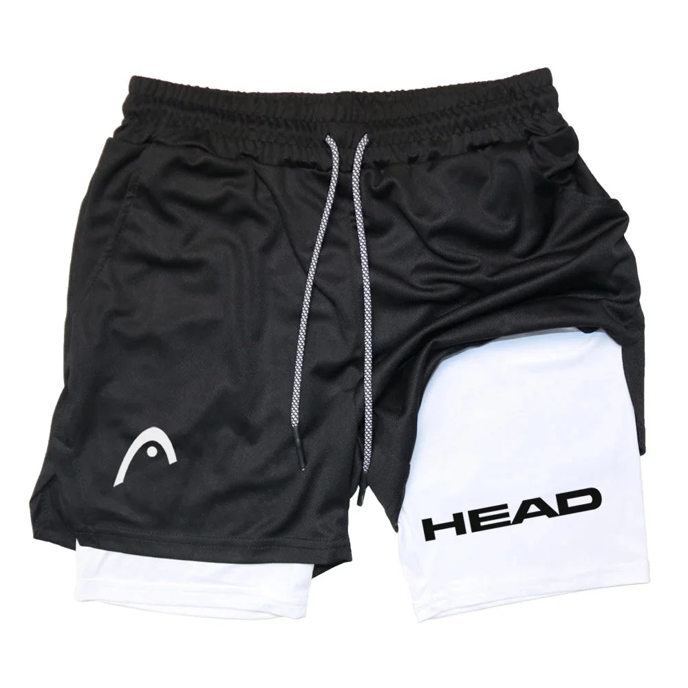 Anime Berserk Head Laufshorts für Herren, Fitness, Fitnessstudio, Training, 2-in-1, Sport, schnell trocknend, Training, Joggen, Doppeldeck, Sommer