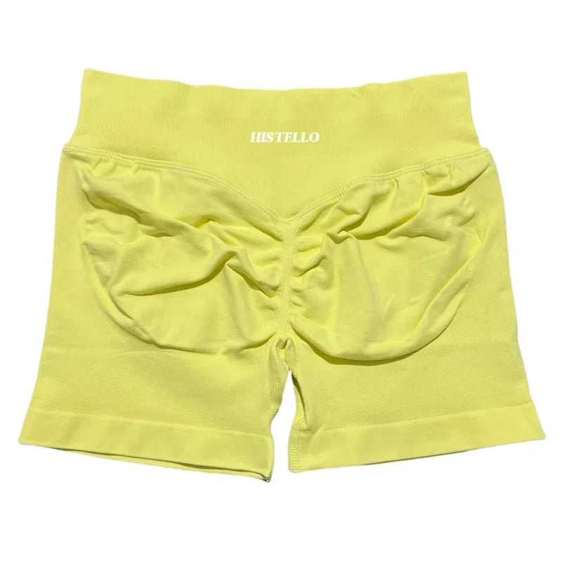 HISTELLO Impact Shorts Df Substitute High Waist Women Yoga Workout Short Seamless Leggings Stretch Fitness Running Gym Shorts