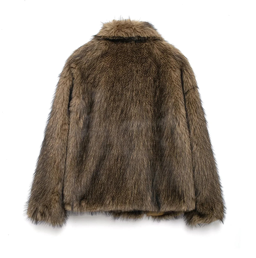 KONDALA 2025, Herbst und Winter, lässig, Kunstpelz, braun, für Damen, warme Jacken, Streetwear, Umlegekragen, Weihnachten, übergroße, elegante Mäntel