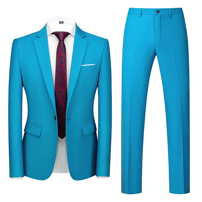 22 Farben einreihige formelle Hochzeit Anzüge Herren bekleidung Mode einfache Männer Business Social Prom Party Kleid 2 Stück Set