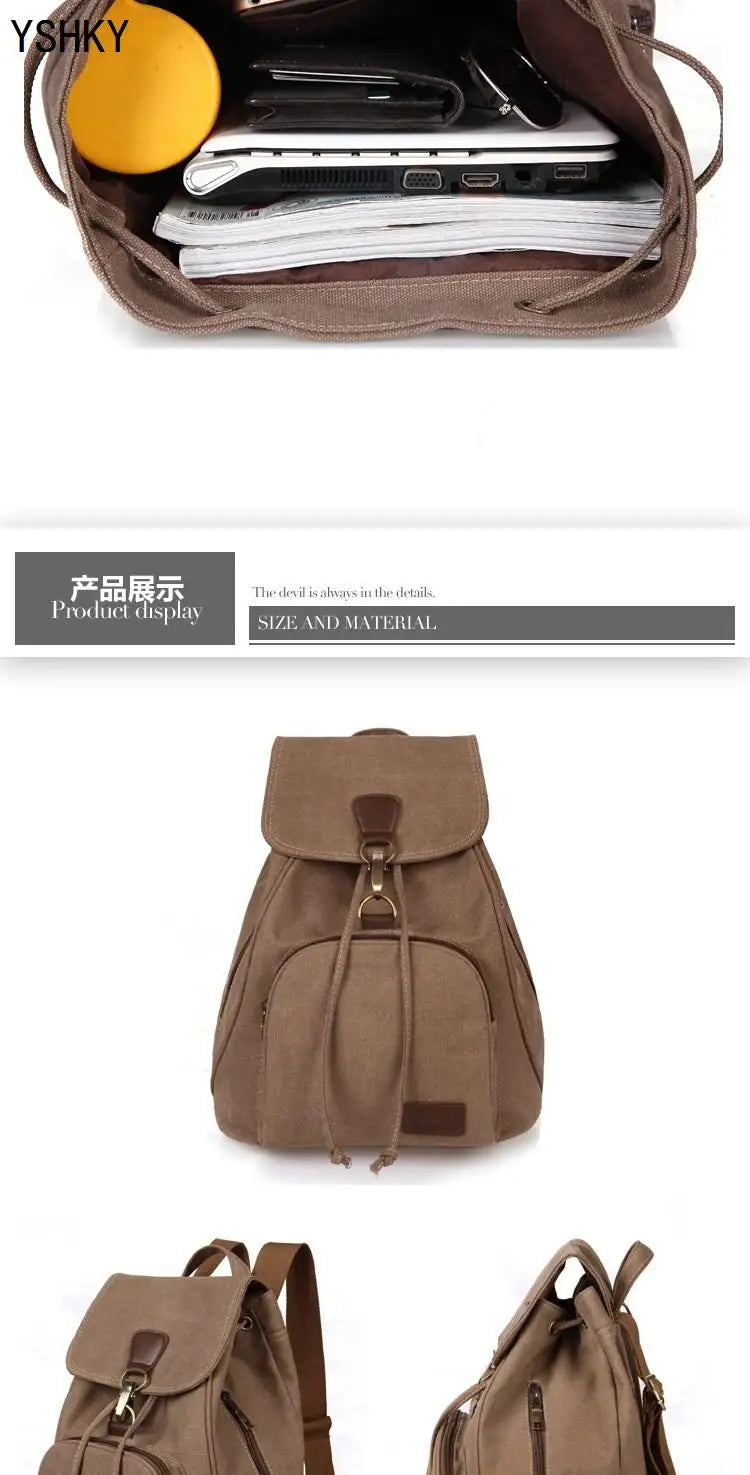 Neuer Rucksack, Rucksack, Rucksack, große Kapazität, lässiger Damen-Reiserucksack, Vintage-Rucksack aus Segeltuch im Freien