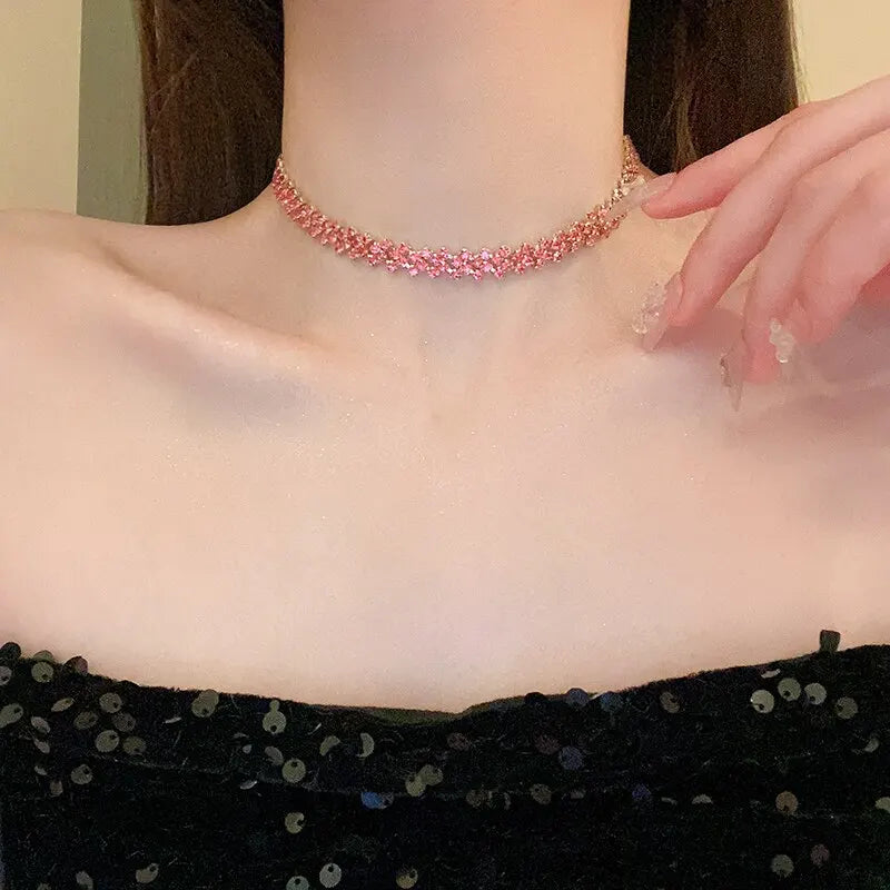 Luxuriöse glänzende voller Strass-Halskette für Frauen, personalisierte geometrische Kristall-Halsketten, Hochzeitsschmuck, Party-Geschenke