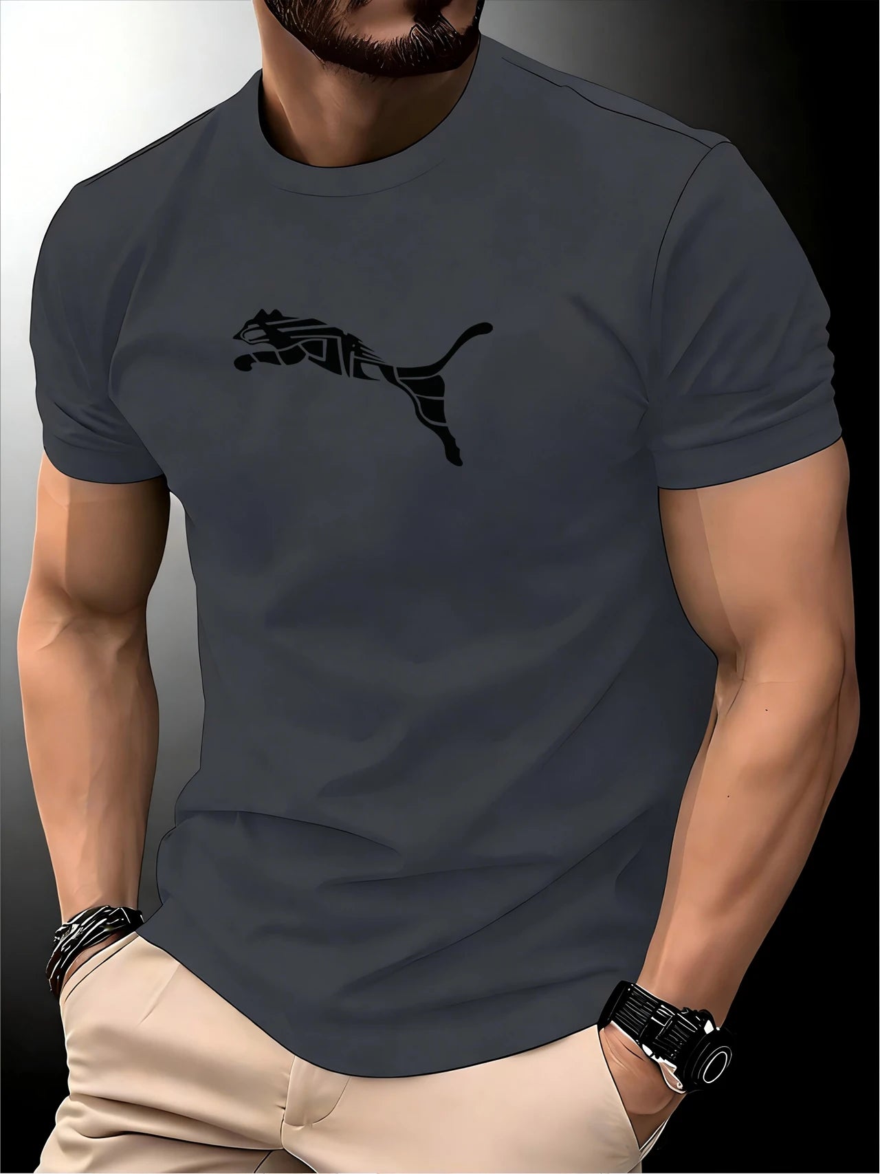 Neue Sommer Luxus Herrenmode Fox Leopard Print T-shirt Crewneck Casual Trend Y2K High-end-Hohe Qualität Fitness Sport t-shirt