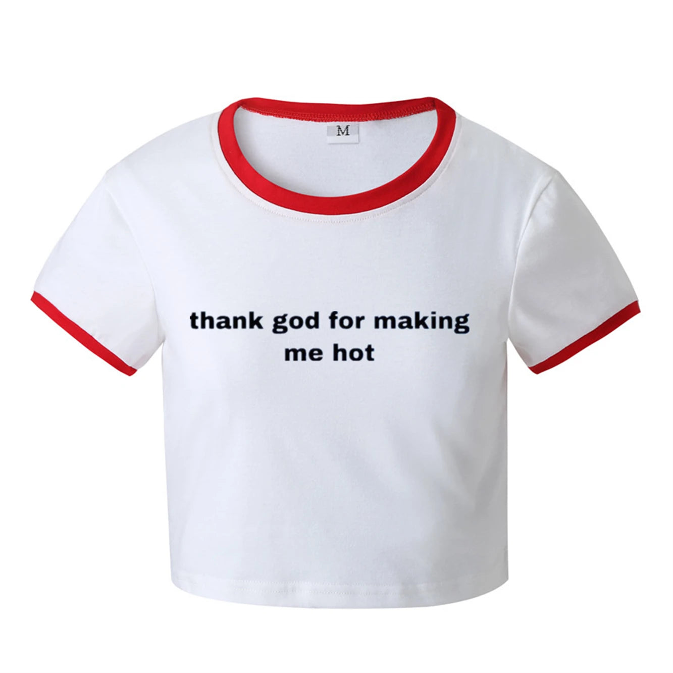 Gott sei Dank, dass ich heiß gemacht habe y2k kurz geschnittenes Baby-T-Shirt 2000s inspiriertes T-Shirt Slogan Grafik Baumwolle T-Shirt Geschenk für sie