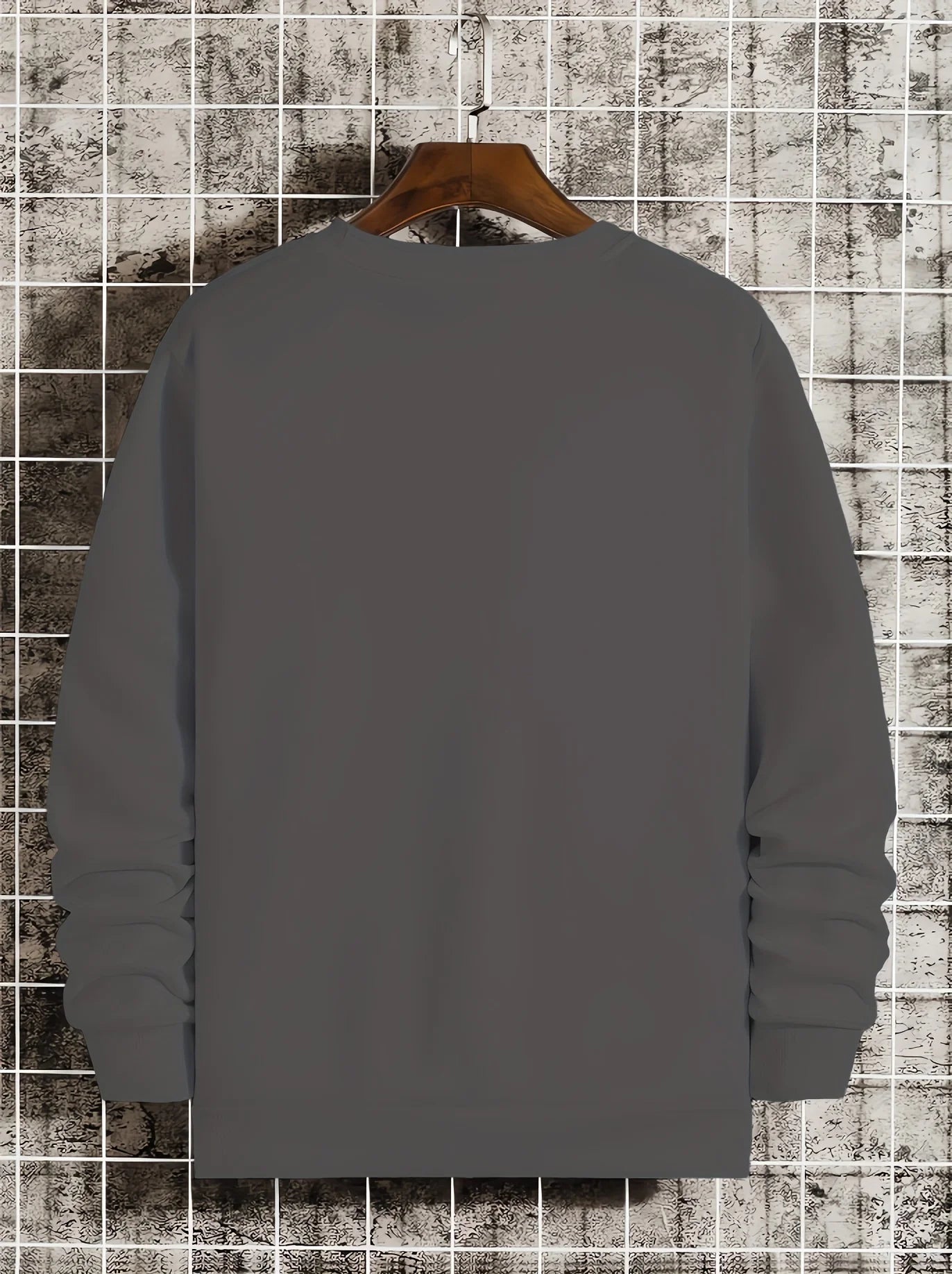 Men's autumn and winter fashionable casual loose Los Angeles letter graphic fleece long sleeved round neck sweatshirt