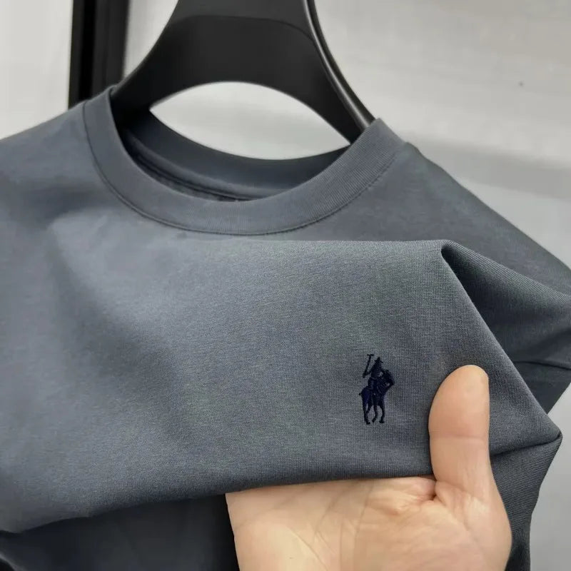 2026 Sommer Herren Strick-Baumwoll-T-Shirt mit kurzen Ärmeln – Modisch, bequem und atmungsaktiv bedrucktes Oberteil