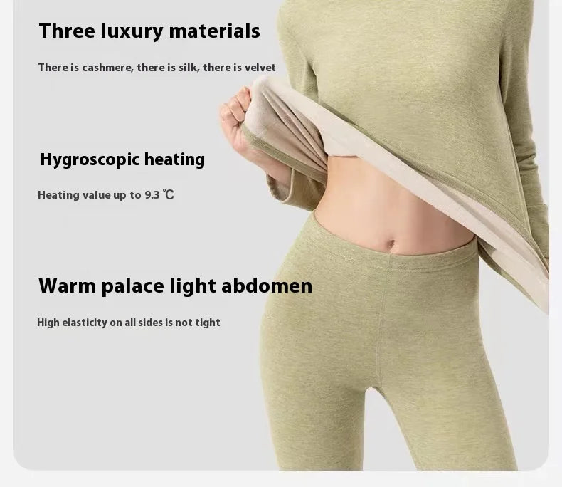 Herbst und Winter Herren-Thermounterwäsche aus Kaschmir-Seide, Damen-Thermo-Herbsthose aus Kaschmir, gepolstertes und verdicktes Paar-Set