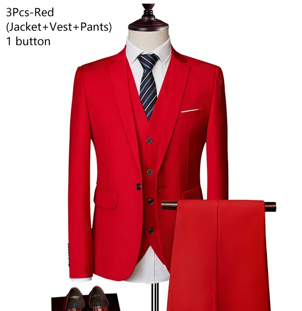 Hochzeitsanzüge für Männer, 3-teiliges Set, elegante Jacken, Weste, Hosen, Blazer, formelles Outfit, modisch, klassisch, komplettes 2024-Kostüm