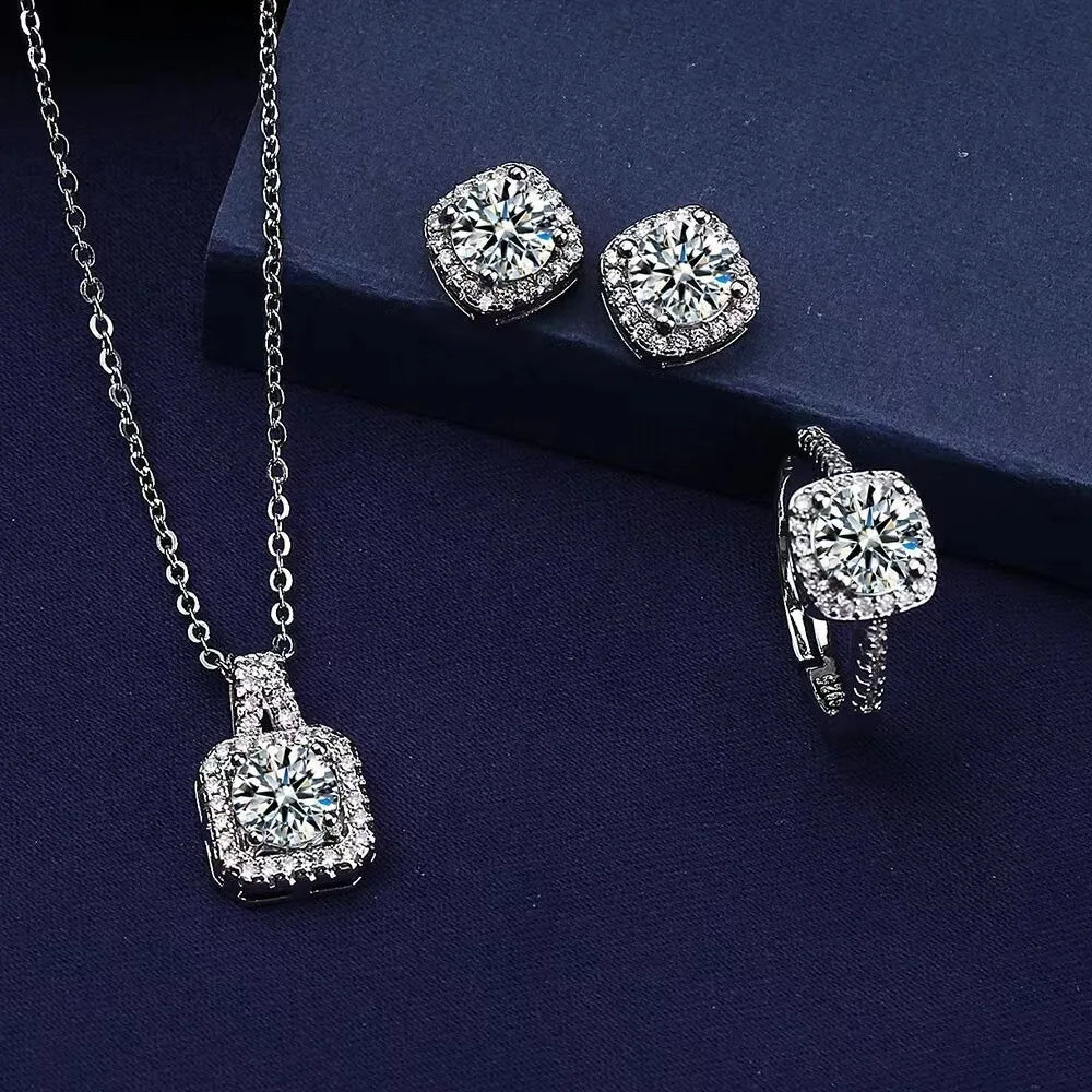 1-teiliges Luxus-Würfel-Schmuckset, elegantes Damen-Set mit Halskette, Ohrringen und Ringen, perfektes Geschenk zum Valentinstag, Weihnachtsgeschenk, Bi