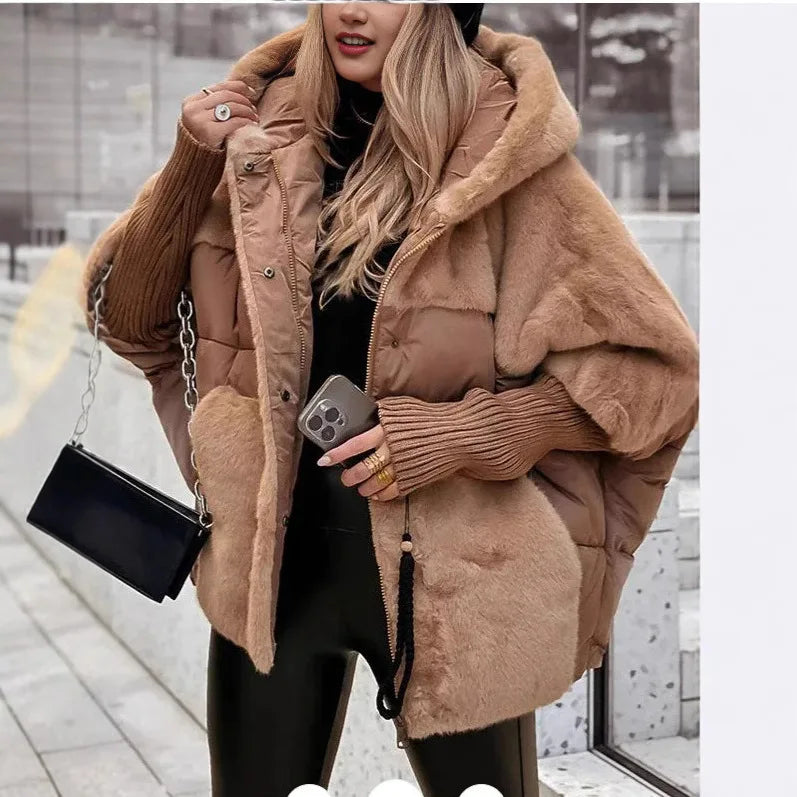 Neue Cappotto Donna Outerwear Winter Warme Baumwolle Jacke Frauen Vielseitige Mit Kapuze Plüsch Taste Einreiher Einfarbig Jacke