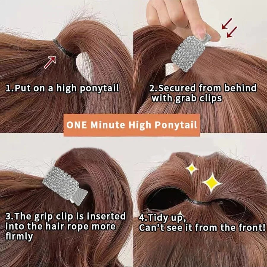Mode Perle Strass Metall Haar Clip Frauen Mädchen Mini Hohe Pferdeschwanz Halter Kristall Haar Krallen Elegante Party Kopfschmuck