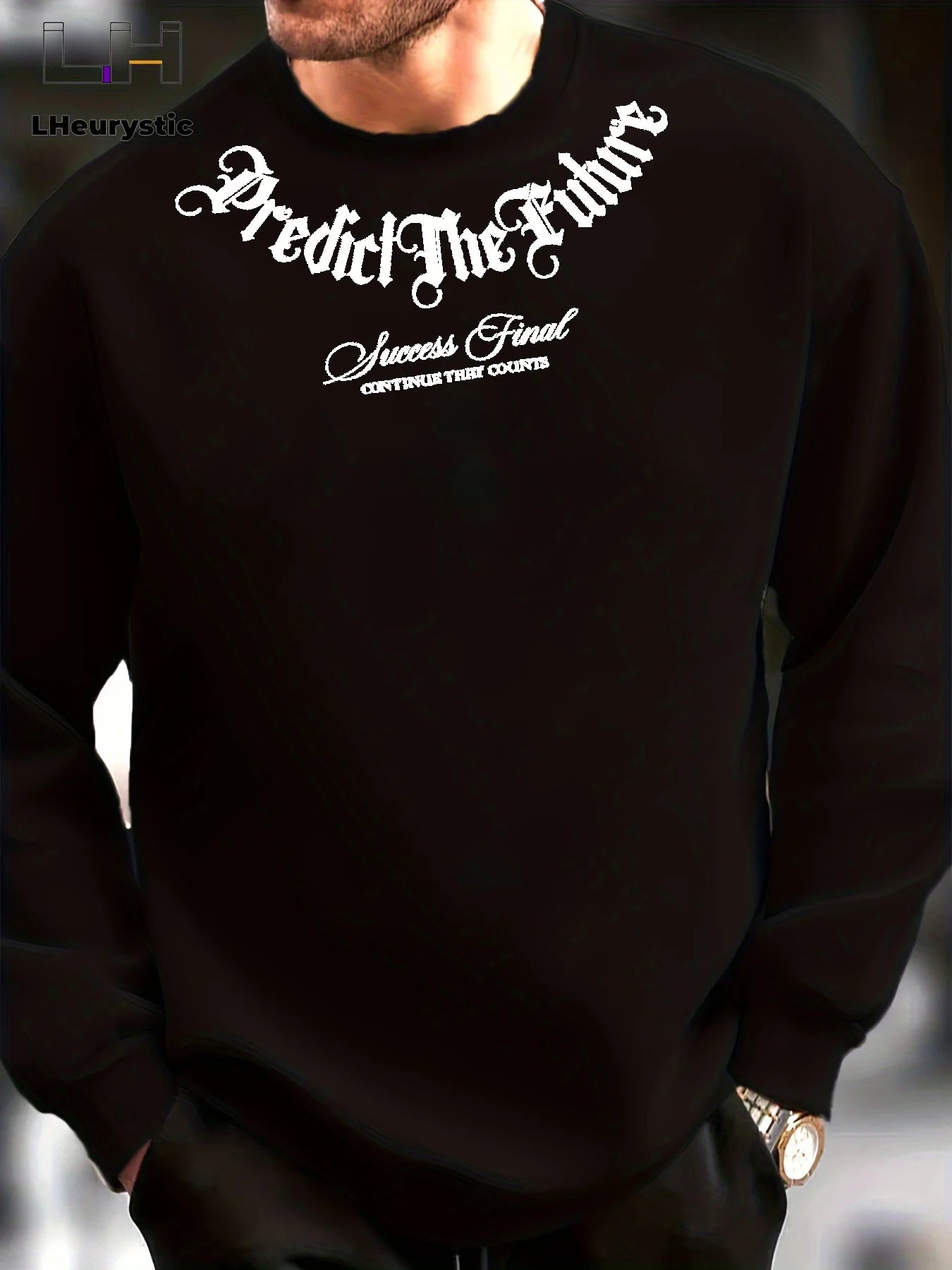 Men's autumn and winter fashionable casual loose fashion letter printed long sleeved round neck sweatshirt
