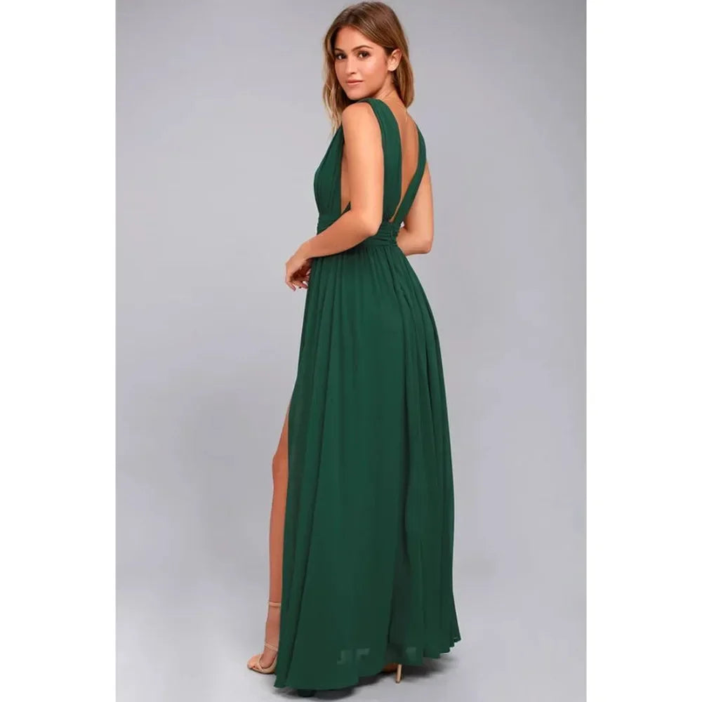 Sexy rückenfreies Maxi-Sommerkleid für Damen, Netzstoff, lang, figurbetont, rot, Weihnachts-Partykleid, Brautjungfern-Abendkleider