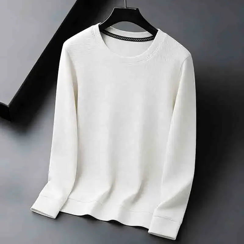 2026 Neuerscheinung Herren Basic Einfarbiger Rundhals-Pullover Atmungsaktiver Langarm-Strickpullover