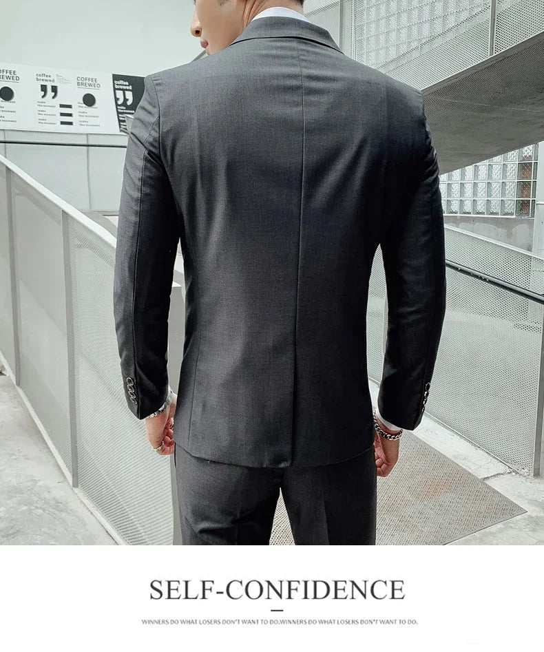 Anzug Upgrade des neuen Stoffes Herren Business Gentleman Fashion Slim Work Solid Color Plus Size Fair Dress Hochzeit Trauzeugenanzug