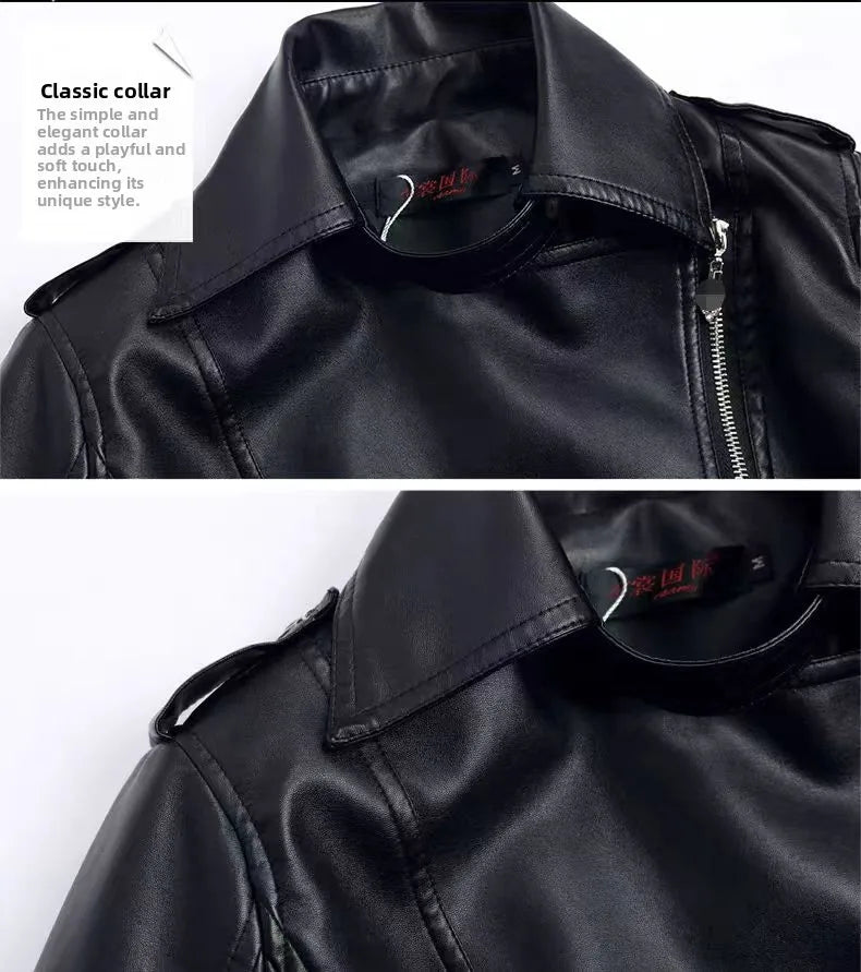 Modische rote PU-Lederjacke für Damen, kurzer Mantel, Stehkragen, Frühling und Herbst, dünner Stil, künstlerische Retro-Passform, lange Ärmel