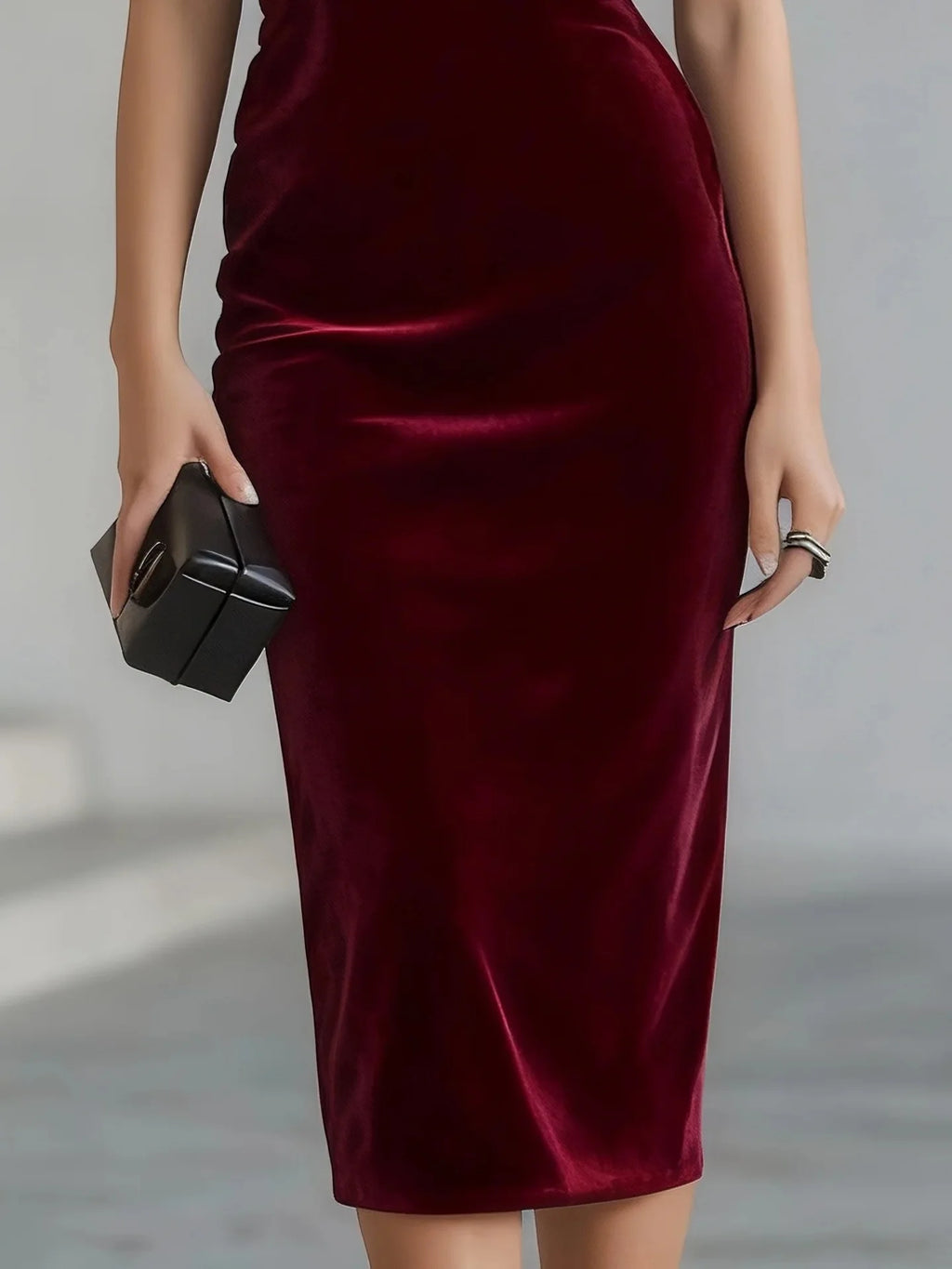 Modisches Spitzenkleid mit Einschulter-Design aus Goldvelours für Damen, Sommerliches Schlankes Elegantes Hüftbedeckendes Schlitz-Kleid