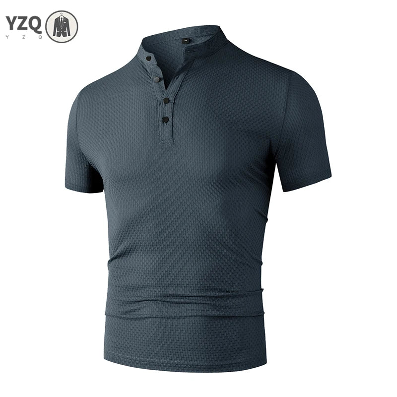 Herren Business Casual Kurzarm POLO Shirt Knochen Blume Einfarbig Atmungsaktiv Bequem Mode Sommer Vielseitig Top