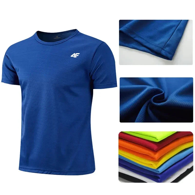Sommer-Trainings-T-Shirt für Herren, hochwertig, atmungsaktiv, schnell trocknend, kurzärmelig, Top für Marathon, Fitnessstudio, Fitness, Basketball-T-Shirts