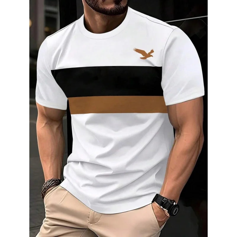 3D Gedruckt Geometrische Spleißen T Shirt Für Männer Bunte Streifen Muster T-Shirts Sommer Casual Oansatz Tees Lose Kurzen Ärmeln