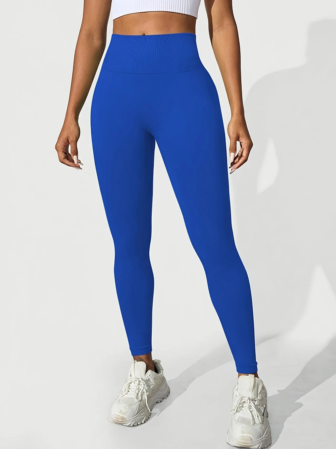 CZGUKE Nahtlose Damen-Yogahose mit hoher Taille, enge Taille, Hüftheben, elastisch, eng, einfarbig, breite Taille, Sport-Leggings