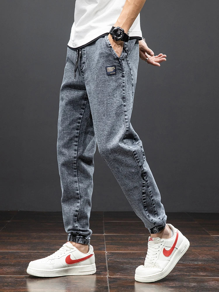 Frühling Sommer Schwarz Blau Cargo Jeans Männer Streetwear Denim Jogger Hosen Männer Baggy Harem Jean Hosen Plus Größe