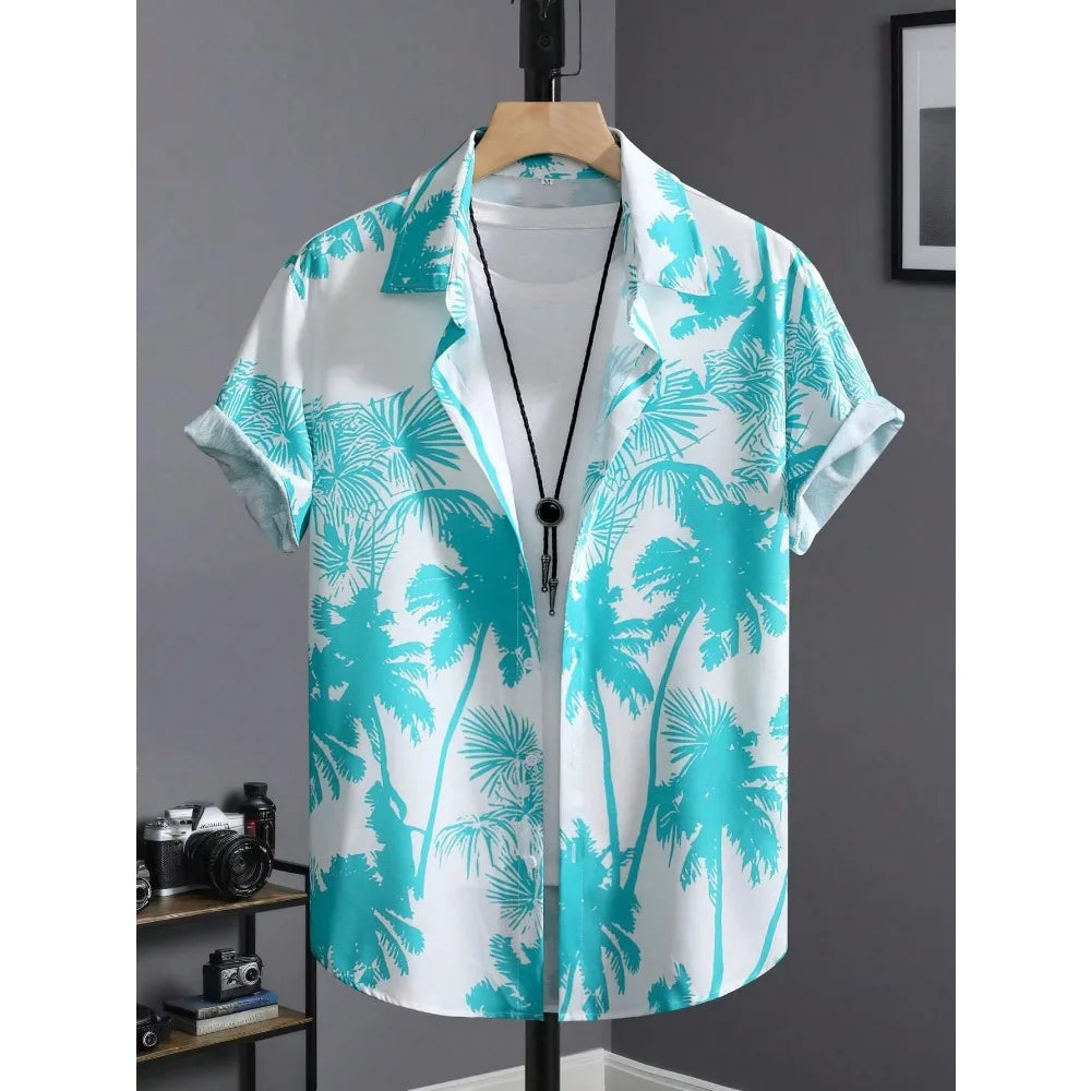 Hawaiihemd für Herren, bedruckt, lässig, dünn, Strand, schlank, modisches Hemd, hochwertig, luxuriös, schwarz, gesellschaftlich, Vintage, lustig, übergroße Kleidung