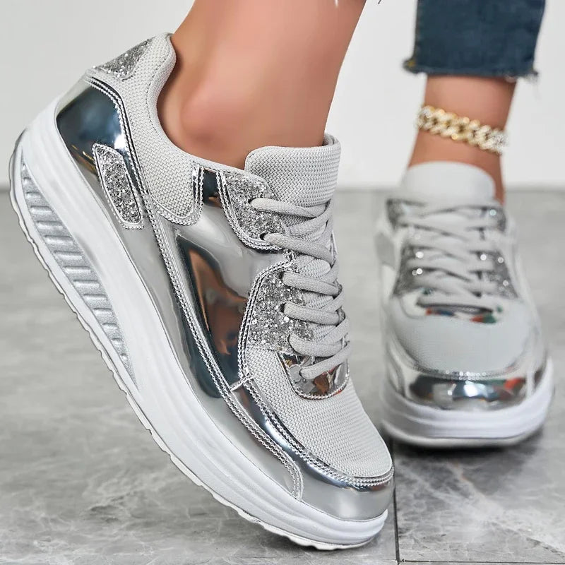 Mesh Breathable Women Casual Sneakers Lace-up Vulcanized Shoes Ladies Platform Sneakers Female Shoes Plus Size Zapatos De Mujer
