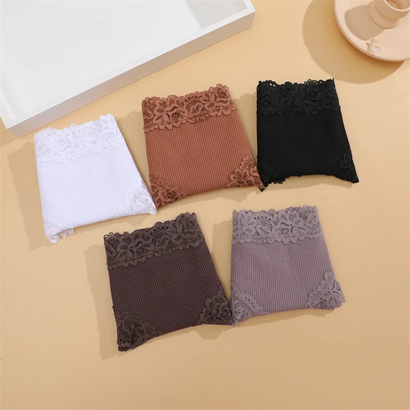 5 Teile/satz Frauen Baumwolle Höschen Floral Spitze Intime Unterwäsche Trendy Patchwork Spitze Slip Weibliche Weiche Unterhose Dessous S-XL