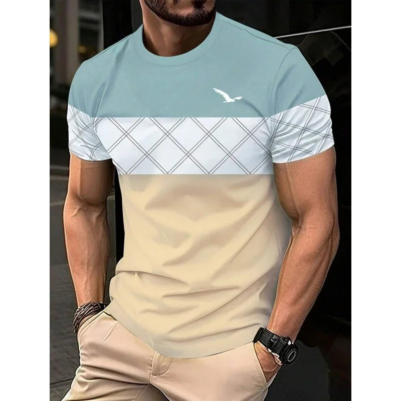 3D Gedruckt Geometrische Spleißen T Shirt Für Männer Bunte Streifen Muster T-Shirts Sommer Casual Oansatz Tees Lose Kurzen Ärmeln