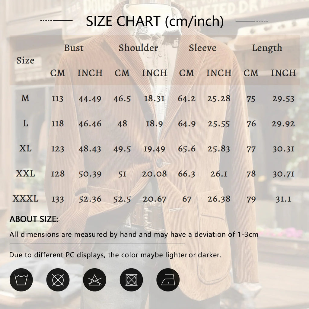 Männer Einfarbig Cord Warme Anzug Jacke Strickjacke Frühling Herbst Business Casual Cord Blazer Jacke männer Anzug Mantel