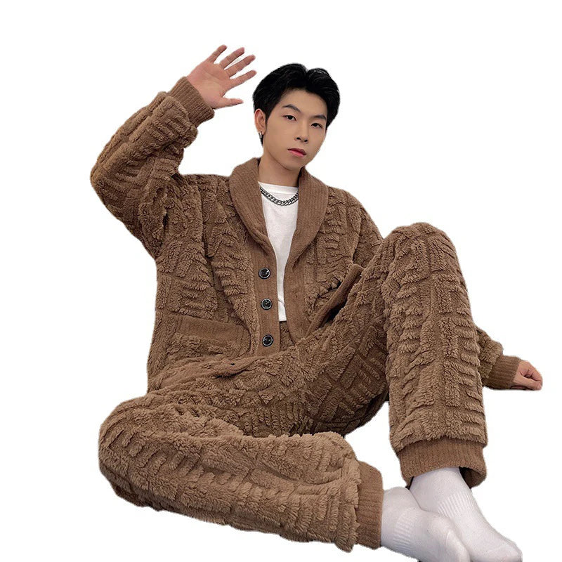 Neueste männer Winter Verdicken Warme Flanell Pyjamas Sets Männlichen Langarm Plus Größe Pyjamas Nachtwäsche Homewear Casual