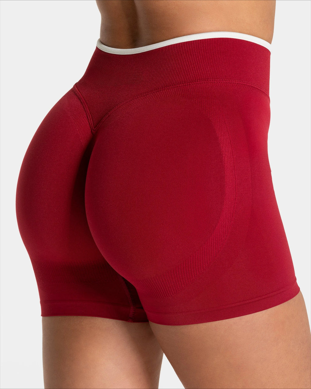 Frauen Nahtlose Gym Einfarbig Sport Shorts Weiß Taille Enge Hohe Taille Hüfte Heben Yoga Hosen Laufsport Shorts