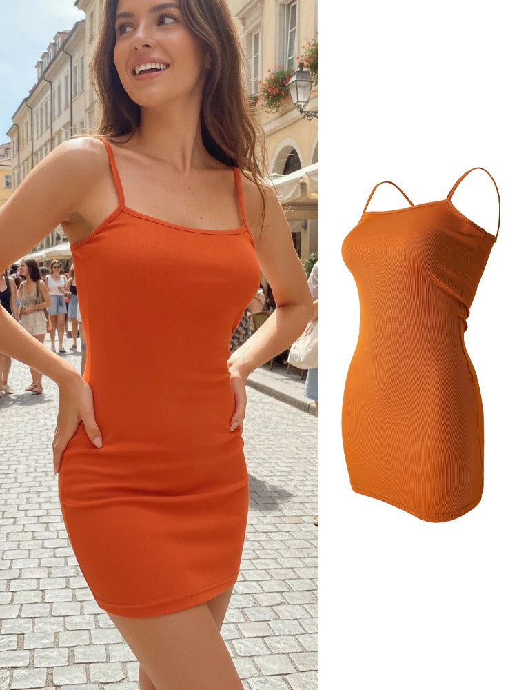 Sommerliches nahtloses Trägerkleid, ärmelloses Satin-Nachthemd, dehnbare Damen-Schlafkleidung mit Spaghettiträgern, lockere Freizeitkleidung für zu Hause