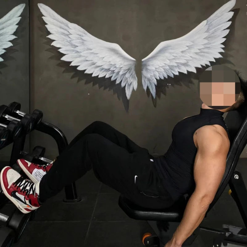 Men's tank tops sports gym clothing high collar breathable sports training clothes gym bodybuilding sleeveless T-shirt tank tops