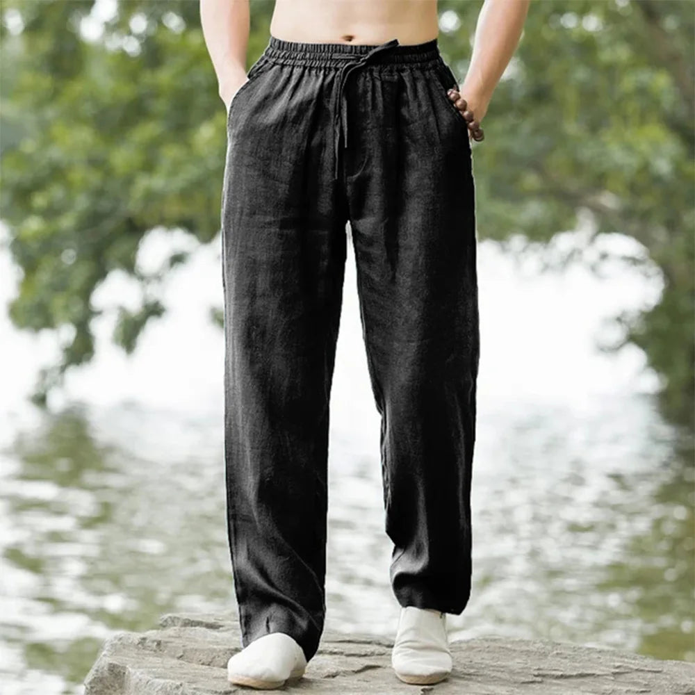 Männer Strand Hosen Jogger Streetwear Baumwolle Leinen Jogginghose Casual Hosen Hawaiian Urlaub Lose Sommer Lange