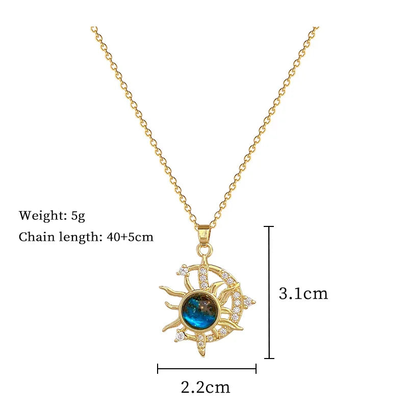 Licht Luxus Titan Stahl Stern Serie Halskette für Frauen Gold Farbe Planet Mond Astronaut Anhänger Halsketten Schmuck Geschenke