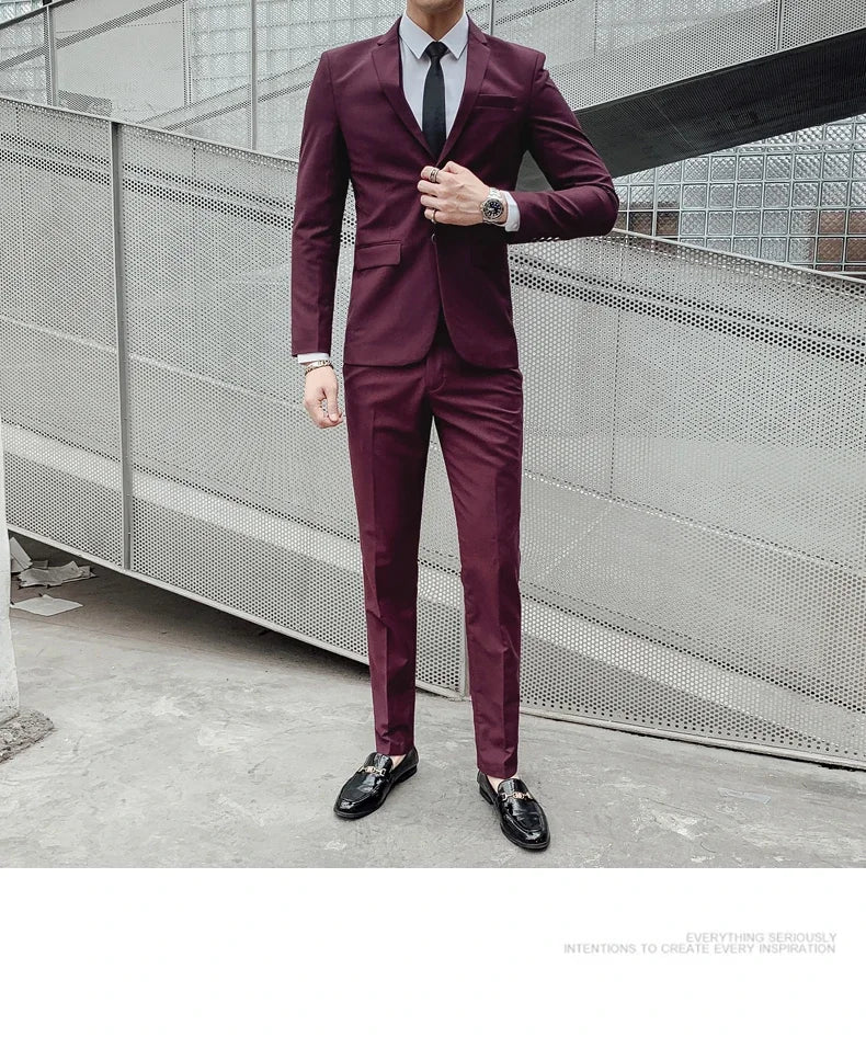Anzug Upgrade des neuen Stoffes Herren Business Gentleman Fashion Slim Work Solid Color Plus Size Fair Dress Hochzeit Trauzeugenanzug
