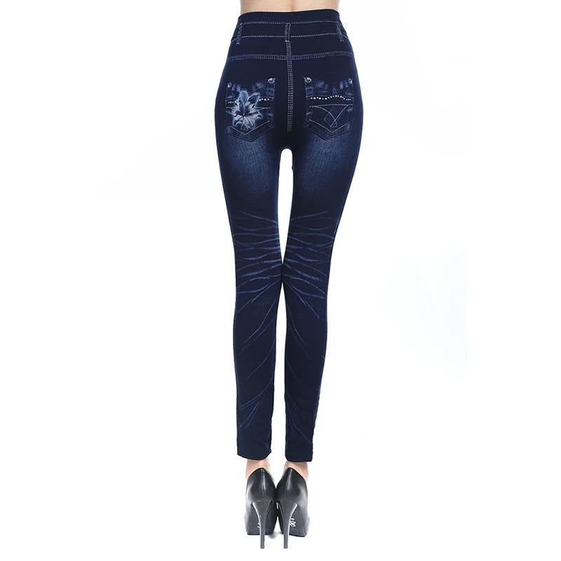 Hot Sexy Frauen Jean Skinny Jeggings Hosen hohe taille leggings weibliche druck knöchellangen Schlank Legging Fitness Plus Größe