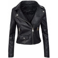Slim Fit Short Zipper PU Leather Jacket Women's Solid Color Outerwear Autumn Winter Street Style Comfortable Casual Fashion