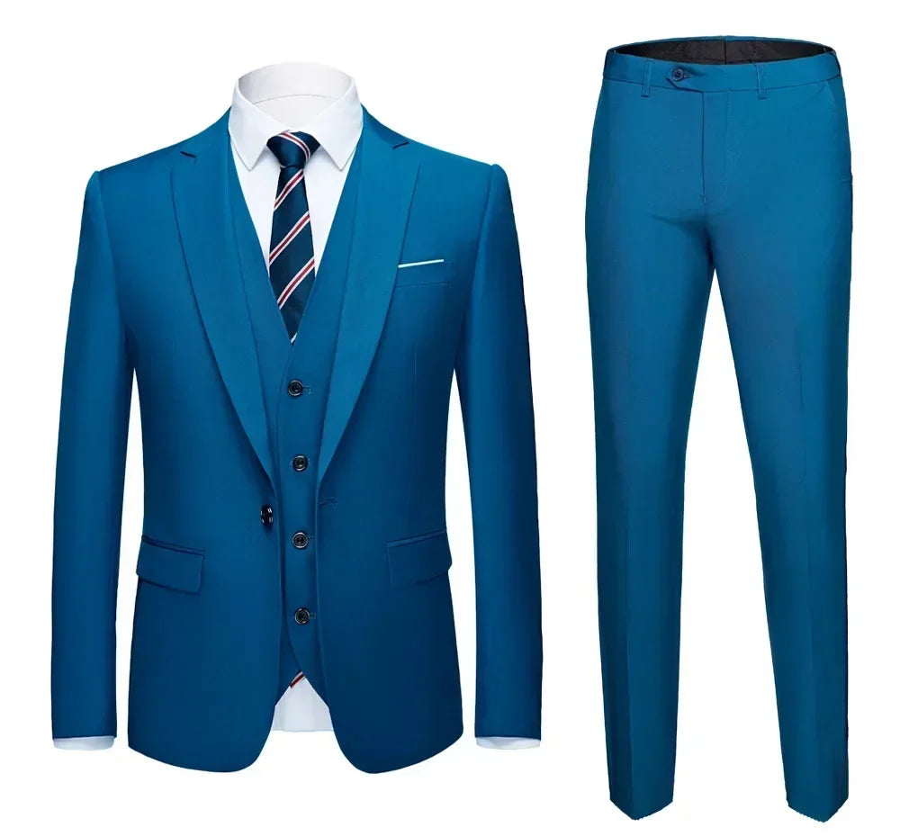 Suits For Men 3 Pieces Set Elegant Wedding  Fashion Classic Full Jackets Vest Pants Blazers Outfit 2025 Formal Costume
