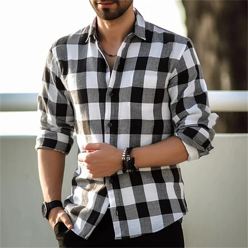 2024 neue Polo Kragen 3D Gedruckt Casual Slim Fit Langarm Karierten Digital Gedruckt Hemd männer Hemd Bequeme Stoff