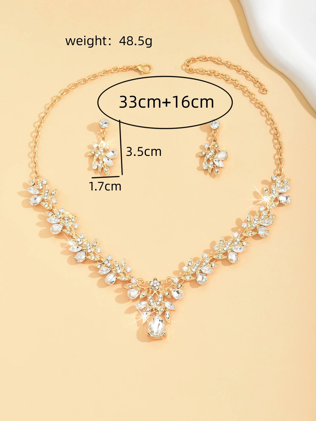 Women's Fashion Sparkling Leaf Water Drop Jewelry Set, Light Luxury Style, Gorgeous and Elegant Jewelry