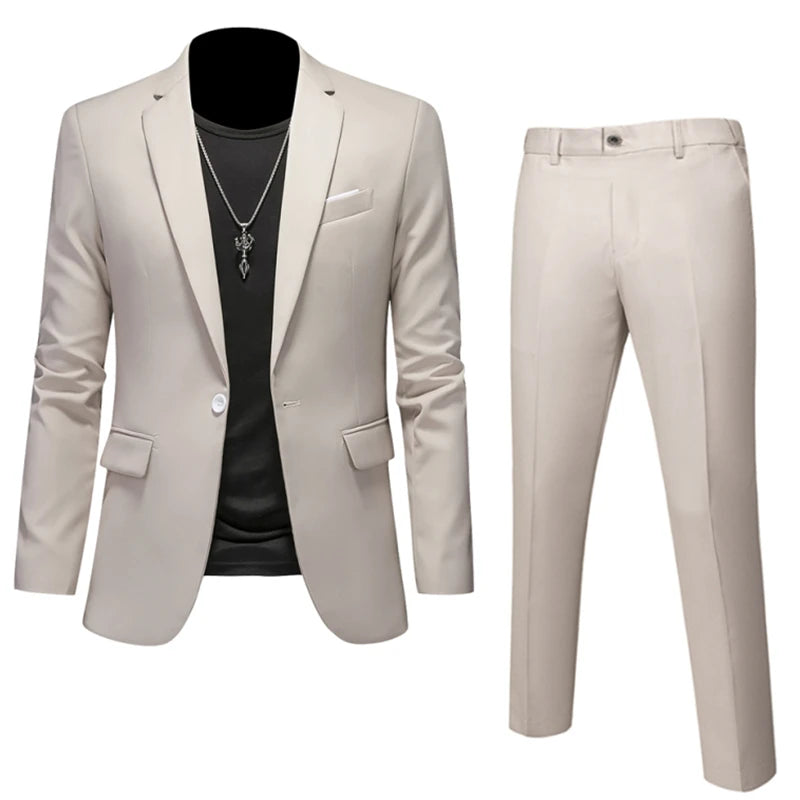 Plus Size 6XL 5XL Herrenanzug Mantel + 2-teilige Hose/Business Fashion Bürokleid/Slim Fit Hochwertiges Bräutigam-Hochzeitskleid-Anzug-Set