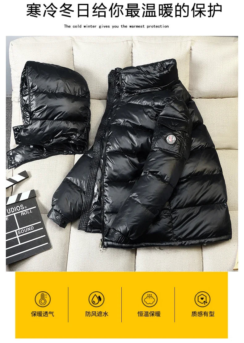 2024 Winter Neue Herren Puffer Jacke Mode Dicke Männer Frauen Ente Unten Jacke Im Freien Warme Casual Mäntel Feste Kapuze Mäntel