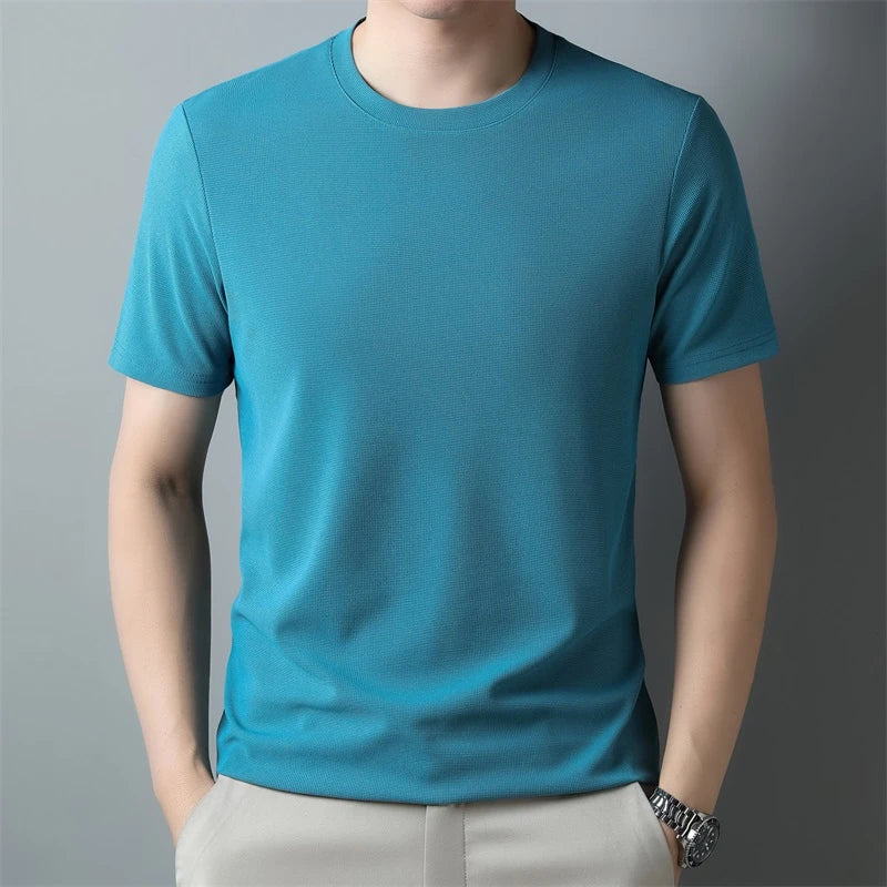 2024 Herren Neues Waffel-Rundhals-Kurzarm-T-Shirt Sommer Bequemes Top