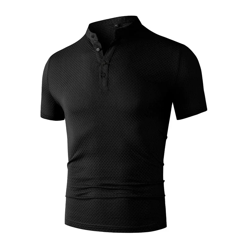 Herren Business Casual Kurzarm POLO Shirt Knochen Blume Einfarbig Atmungsaktiv Bequem Mode Sommer Vielseitig Top