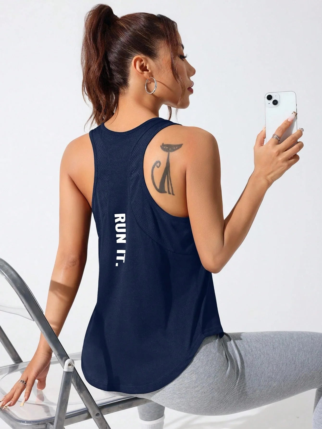 Women's stitched letters quick-drying sports vest, breathable net yoga sportswear, tennis uniform cycling suit, daily wear